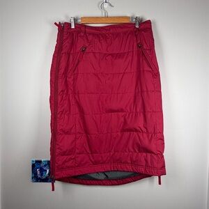 Skhoop Quilted Duck Down Raspberry Pink Midi Snow Winter Ski Hiking Skirt XL